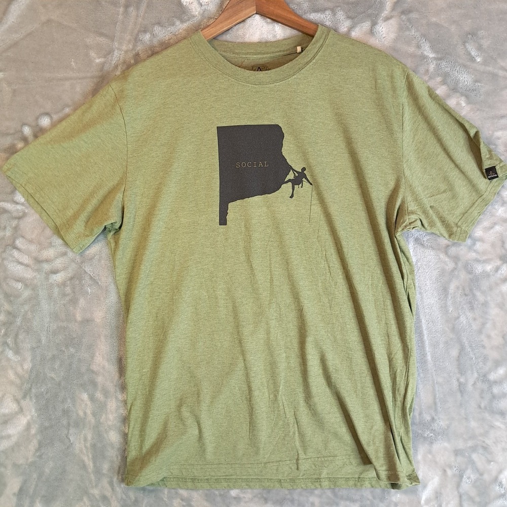 Prana T Shirt Mens Size XL Social Climber Graphic Print Short Sleeve Green